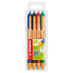 STABILO POINTBALL PENNA A SFERA A SCATTO PUNTA CONICA 0.5mm COLORI ASSORTITI CONF 4 Pz.
